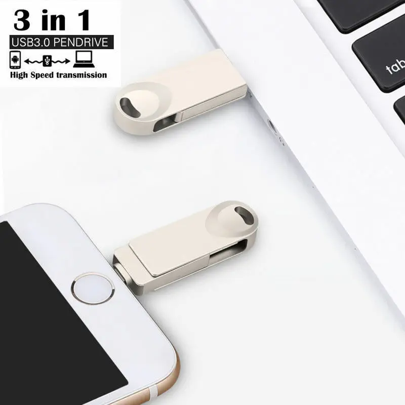 Металлический USB-флеш-накопитель 3 в 1 OTG флеш-накопитель 0 Usb-флеш-накопитель 128 ГБ