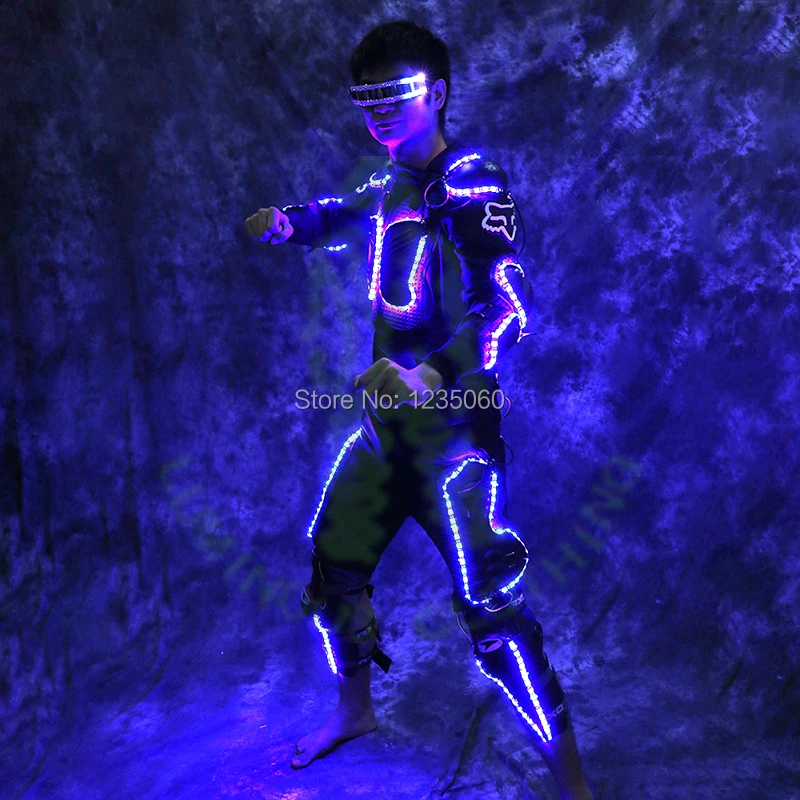 Рождественский светодиодный освещение Броня Tron Legacy подсветкой робот костюм с