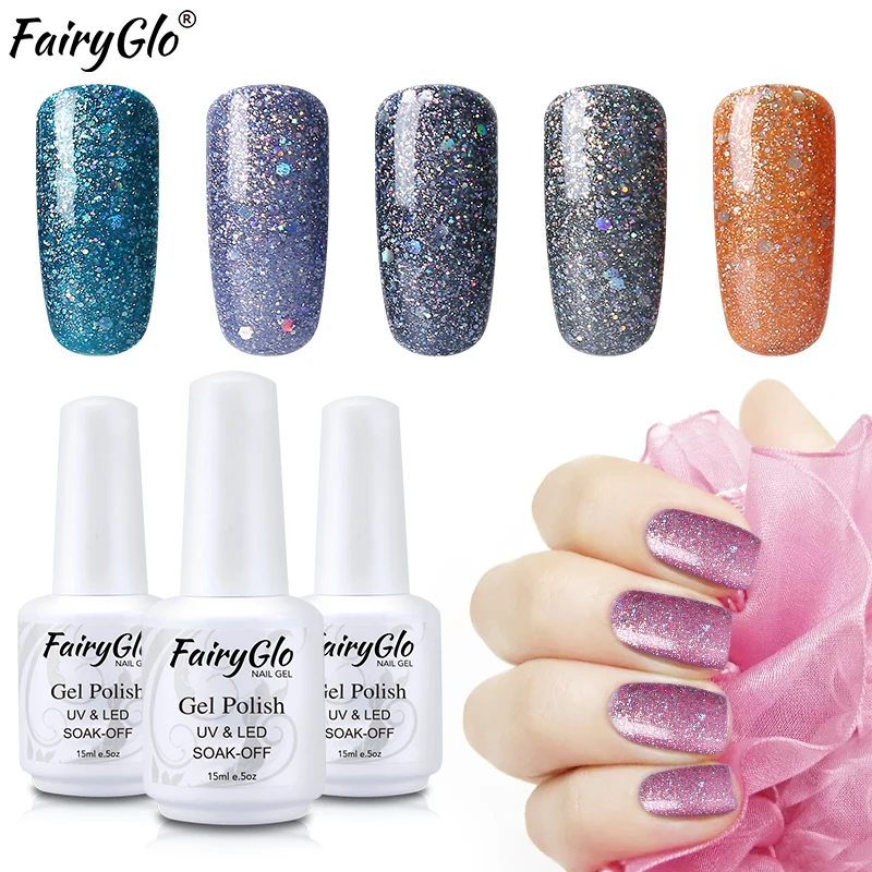 FairyGlo 15 мл Блестящий Блеск 27 цветов УФ гель лак для ногтей Топ основа праймер Полупостоянный Гибридный лак краска гель лак
