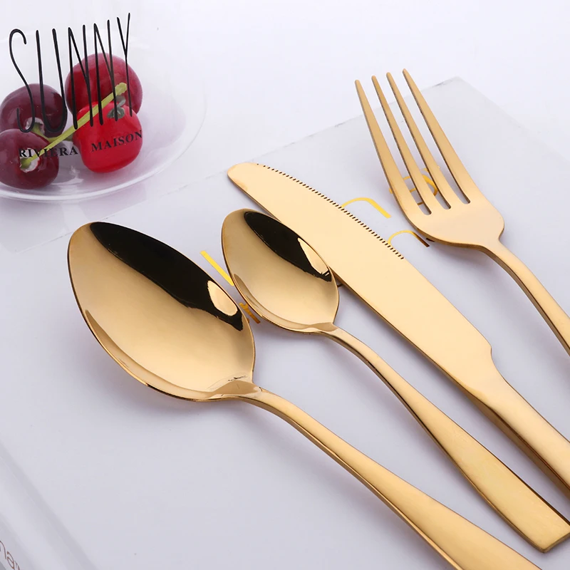 4 Pcs/Set Cutlery Set Rose Gold Stainless Steel Western Dinnerware Kitchen Knives Spoon Fork | Дом и сад