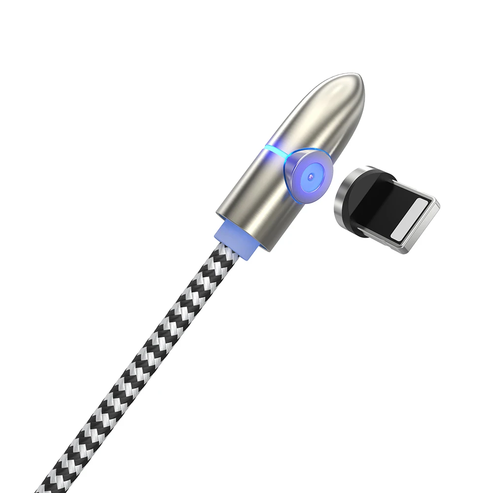 Магнитный зарядный кабель KEYSION L-Line, светодиодный кабель 90 градусов для iPhone XR 8 7 6S Plus и кабель Micro USB и кабель usb type-C USB C - Цвет: Silver 1.2m