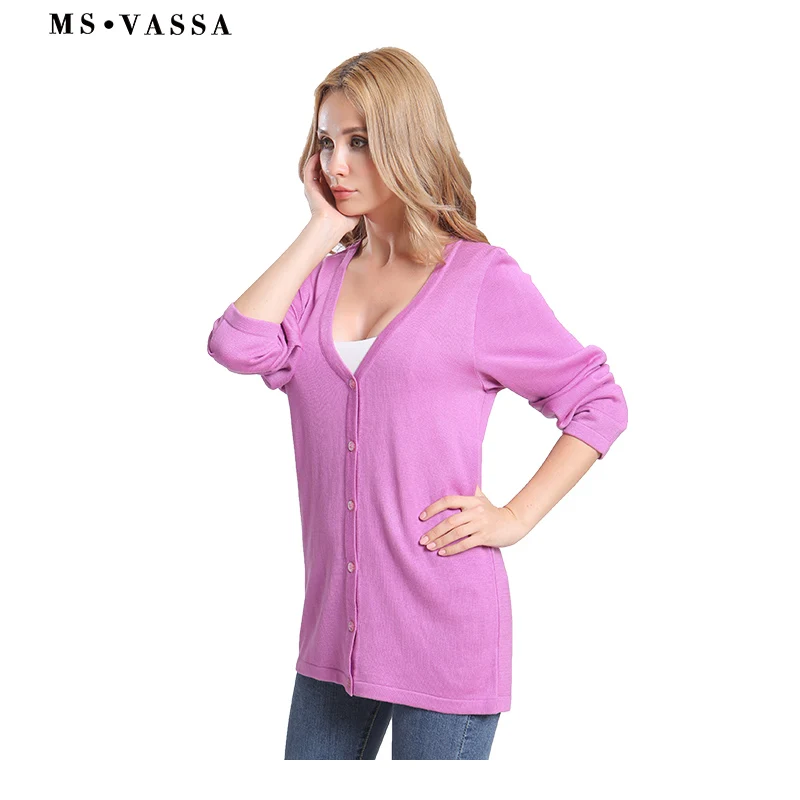 MS VASSA Women Sweaters Spring Autumn 2018 New Casual Solid O-Neck Ladies Jumpers Long Sleeve Cardigans plus size 5XL 6XL 7XL |