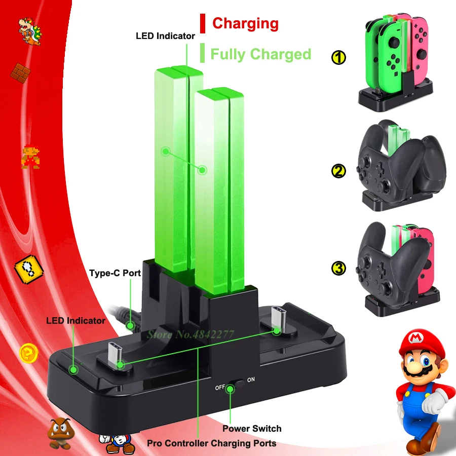Зарядное устройство 4 Joy-con + 2 Pro док-станция для зарядки контроллера станция