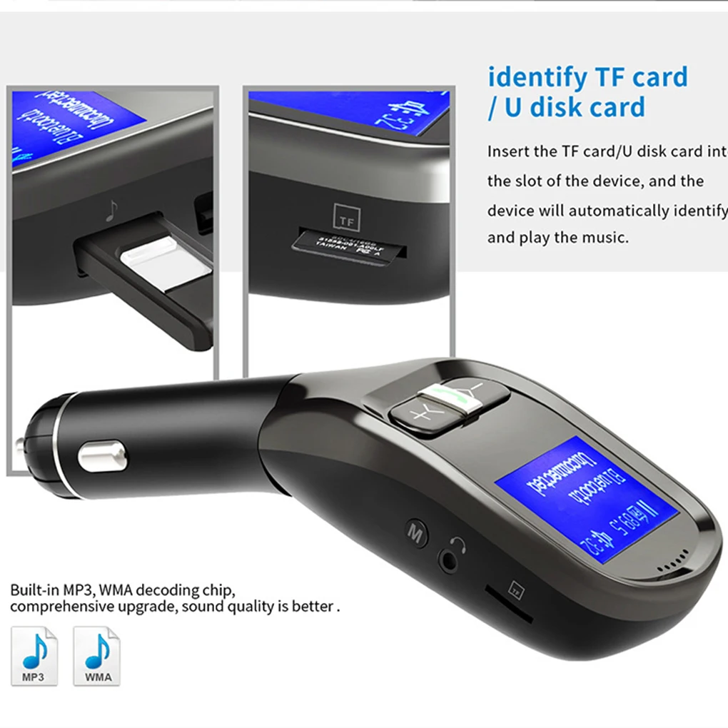 Fm-передатчик беспроводной Hands Free Bluetooth V4.2 FM модулятор Автомобильный MP3-плеер TF музыкальный плейер с интерфейсом USB AUX Выход