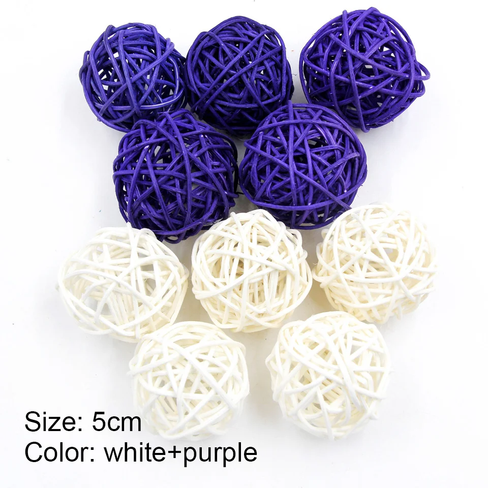 No LED-white purple 10 20 красочный ротанговый шар DIY Комбинация Светодиодный светильник креативная Свадьба Рождество День Рождения Вечеринка наружные украшения для дома - Цвет: No LED-white purple