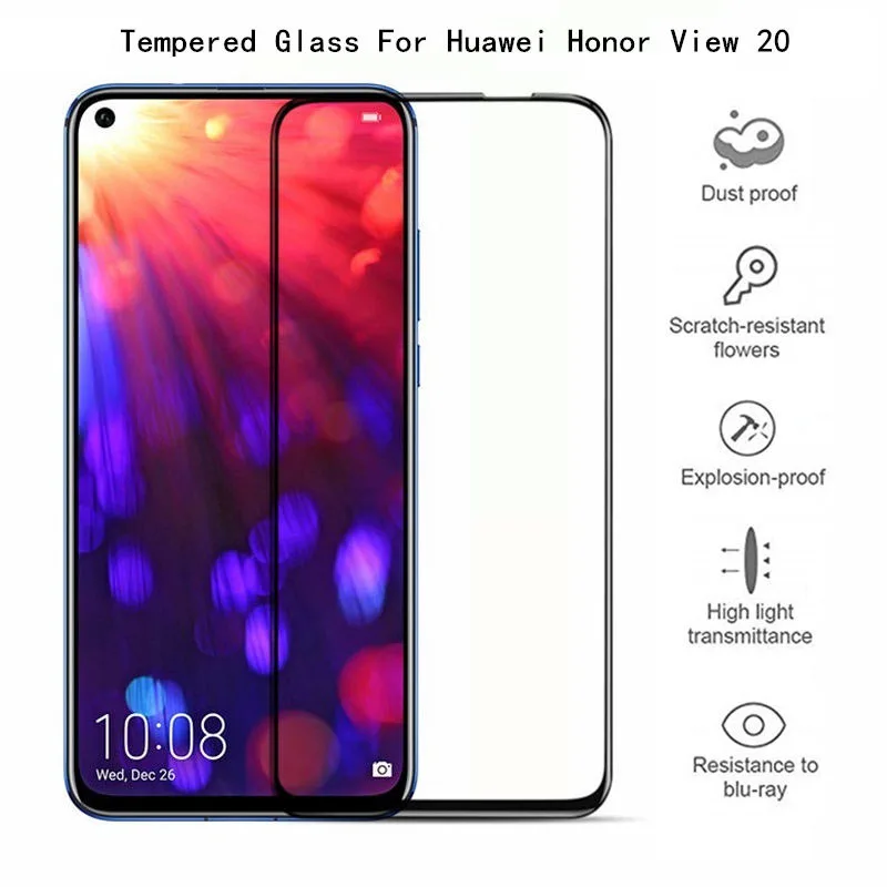 Закаленное стекло для Huawei Honor View 20 полное покрытие защита экрана на View20 Защитное