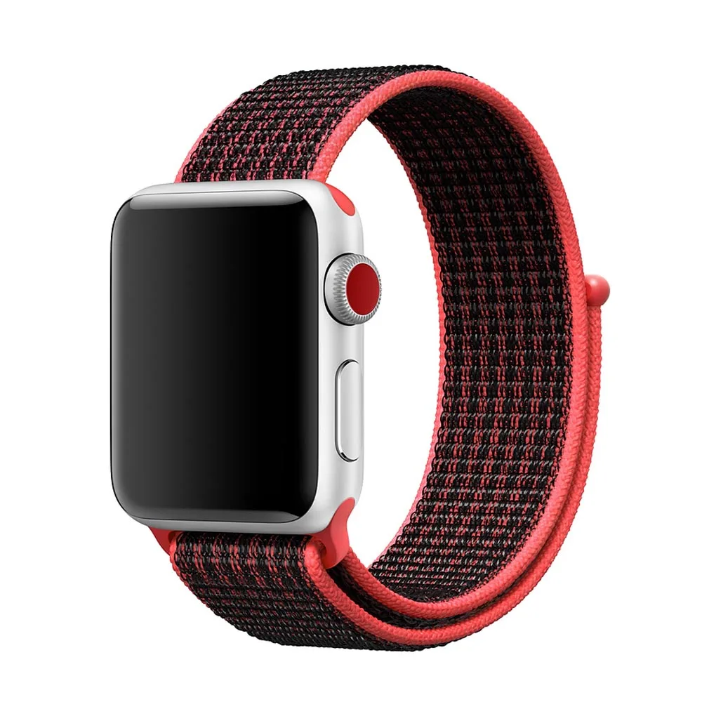 Тканый нейлоновый спортивный ремешок для Apple Watch серии 5 4 44 мм 40 мм ремешок для iWatch 42 мм 38 мм серия 4 3 2 полосы - Цвет ремешка: Nike red