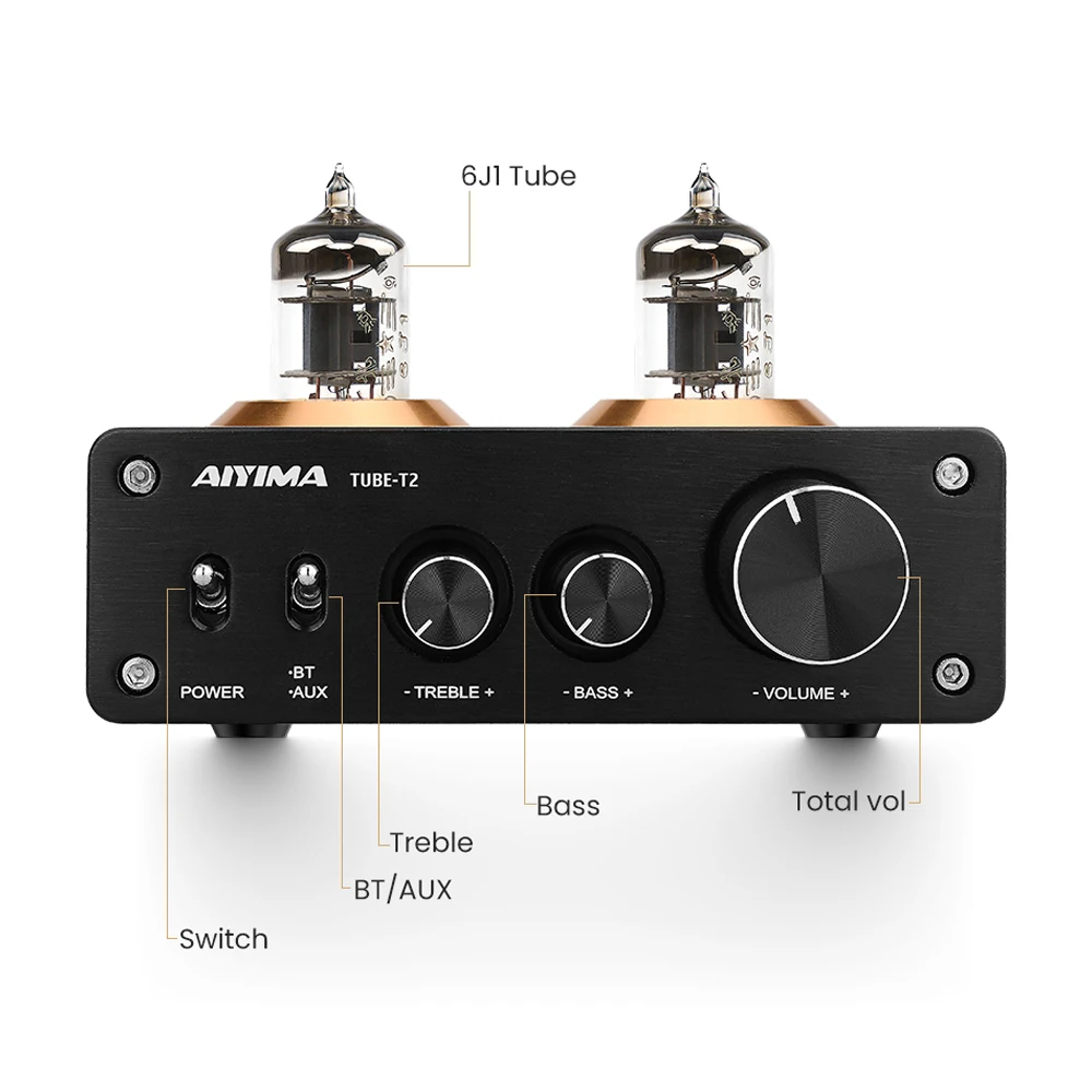 AIYIMA Bluetooth 5,0 HiFi 6J1 вакуумный ламповый предусилитель усилитель Стерео предусилитель с высоким басом управление для домашнего звукового театра