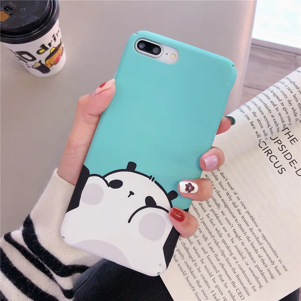 Милый мультфильм шаблон для IPhone 7 6 6s 8 плюс Жесткий Чехол ПК чехол розовый медведь
