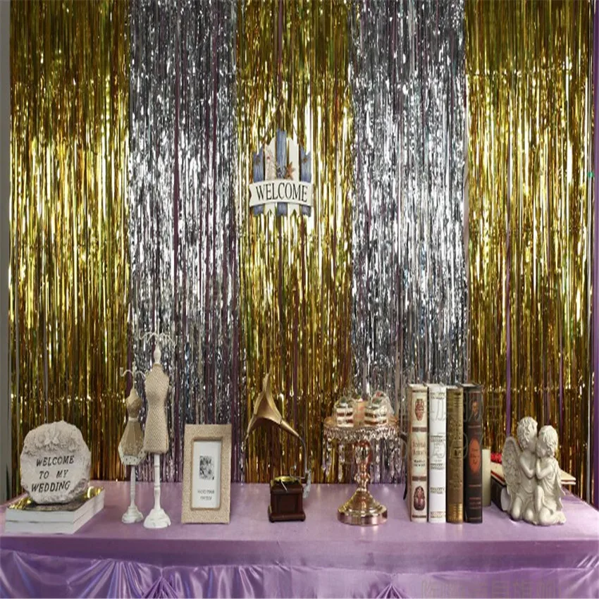 2017 металлическая бахрома шторы Вечерние Блестки из фольги Декор для комнаты