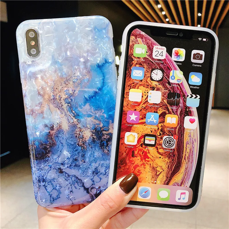 Мраморный чехол для телефона iPhone 7 IPhone X 6 S 8 Plus Чехол XR XS MXA Coque глянцевый мягкий IMD |