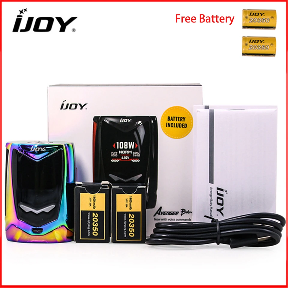 Оригинальный IJOY Avenger Baby 108 ВТ мод с двумя 20350 батареями AI Голосовое управление TC