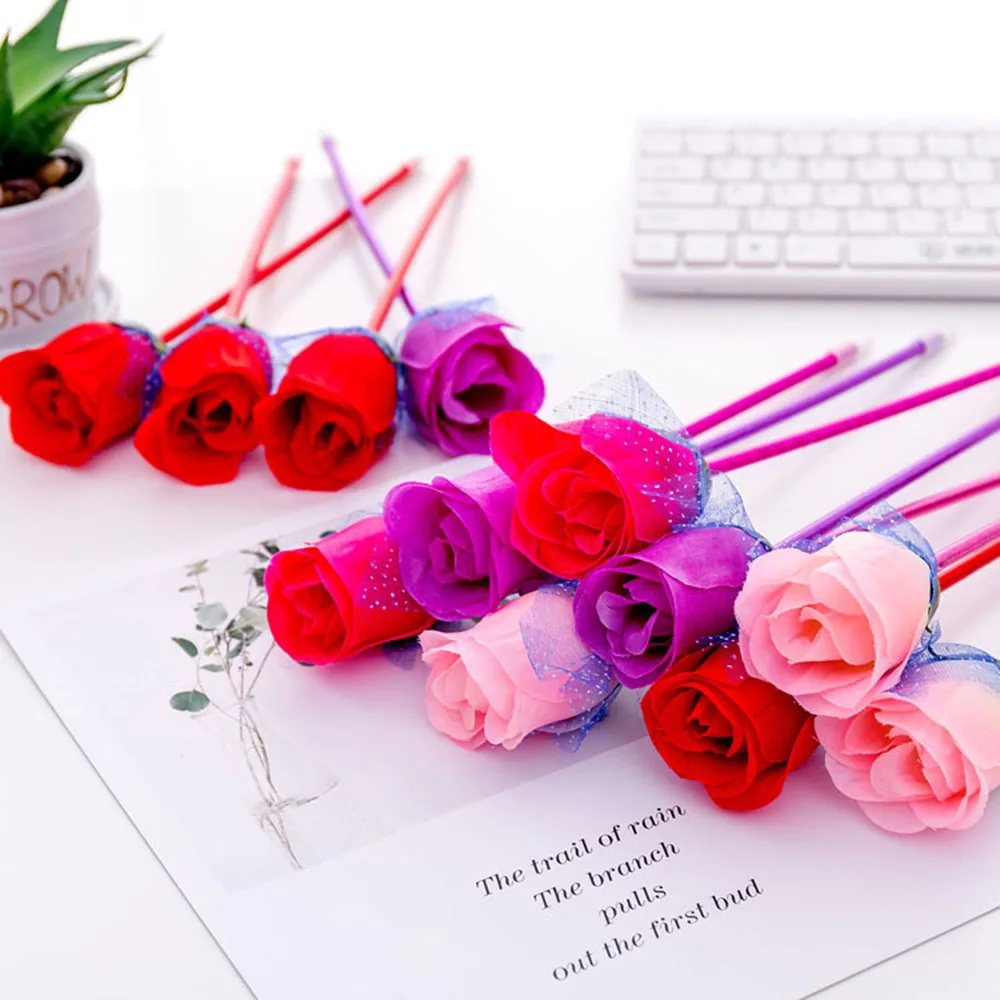 

Limitshow Искусственные цветы розы Шариковая ручка Kawaii тонкие роликовые шариковые ручки для письма девушки подарок новинка канцтовары школа