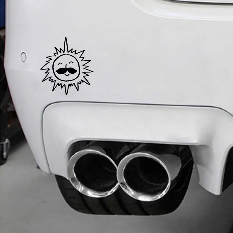 

YJZT 13CM*14.2CM Simple Nifty Caricature Sun Artistic Dazzling Vinyl Decal Car Sticker Black/Silver C19-1613