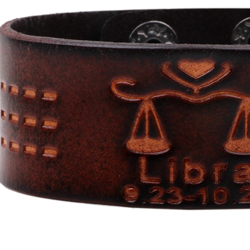 Простой браслет с тиснением из кожи в стиле ретро 12 созвездий пара браслетов |