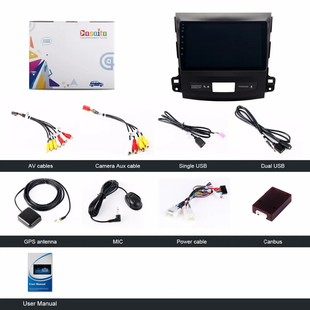 Dasaita 9 &quotAndroid 8 1 Автомобильный gps плеер для Mitsubishi Outlander 2007 2011 с четырехъядерным