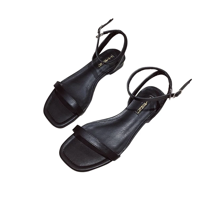 Сандалии на плоской подошве с открытым носком Новинка 2019 года Летняя женская