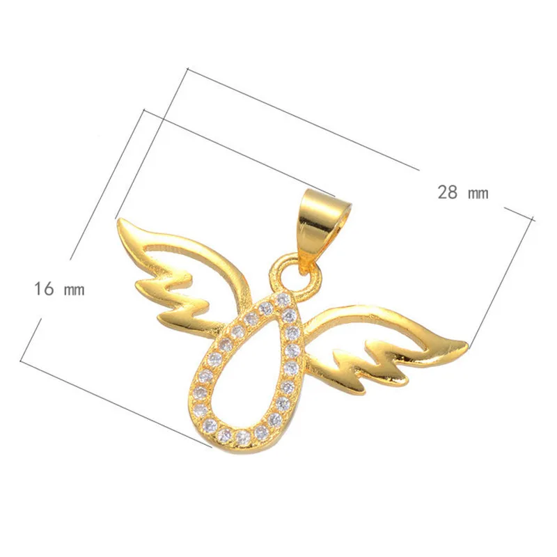 Розовое золото цвет милый ангел крылья кулон чемпионы для ожерелья женщин микро