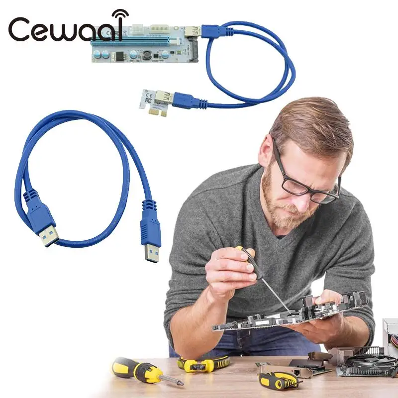PCIE PCI-E 1x до 16x видеокарта 4PIN/6PIN/SATA Riser USB 3 0 удлинитель | Компьютеры и офис