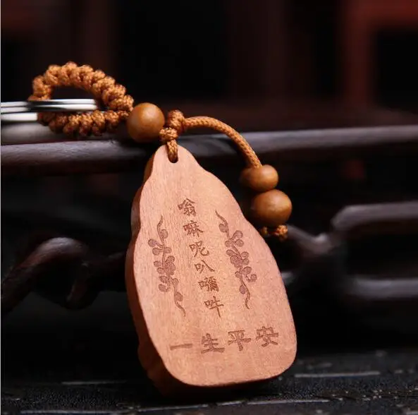 Брелок для ключей Будда Lotus guanyin брелок из натурального дерева ювелирных изделий