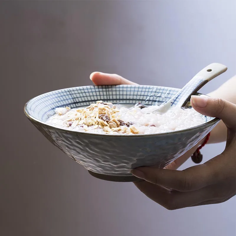 7 дюймов японский стиль Ретро грубая керамика пиалы для лапши рамен креативная