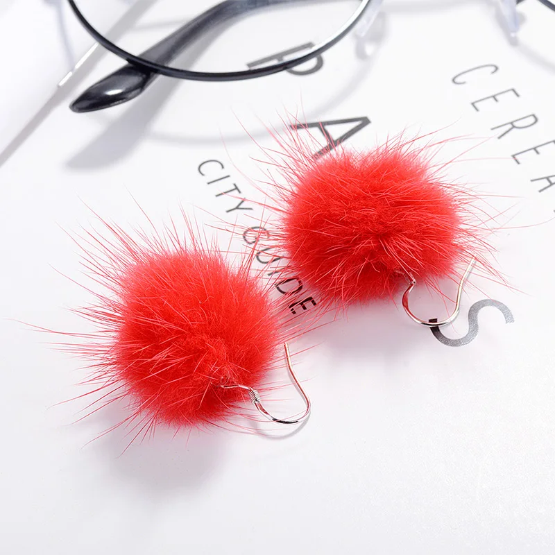 FINDYOU серьги Модные ювелирные изделия милые норковые волосы мяч для женщин