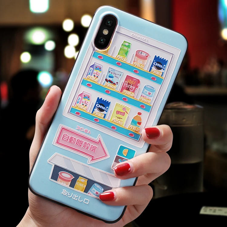 Japanese cartoon vending machine delicious snack Emboss Case For Xiaomi Redmi note 5 case 6 Pro FOR MI A2 Lite A1 6X 5X |