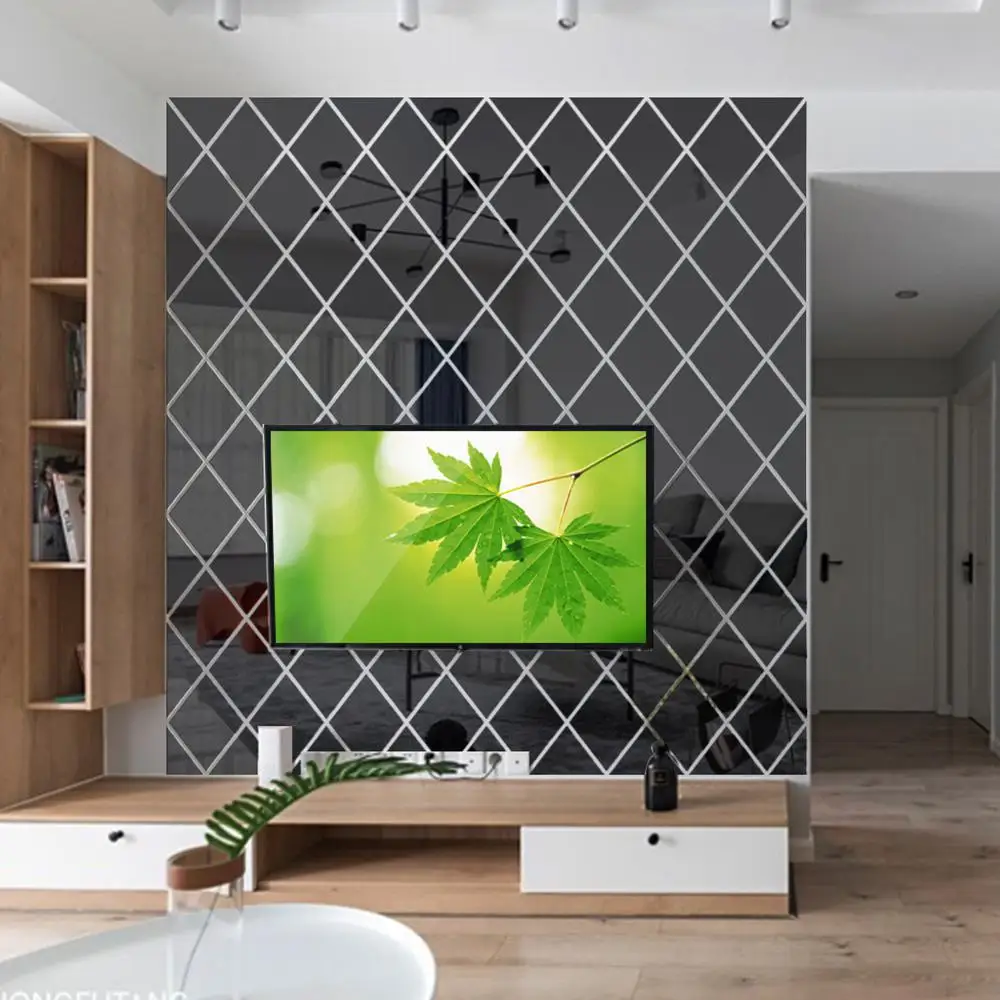 Алмазная Зеркальная Наклейка на стену DIY Декор для гостиной 3D зеркальная Настенная Наклейка s украшение для дома DIY аксессуар