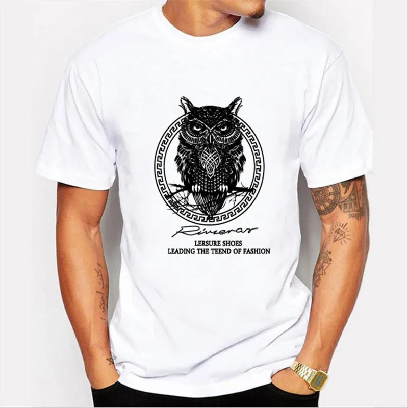 2019 новая брендовая мужская Спортивная футболка Летняя с коротким рукавом Сова