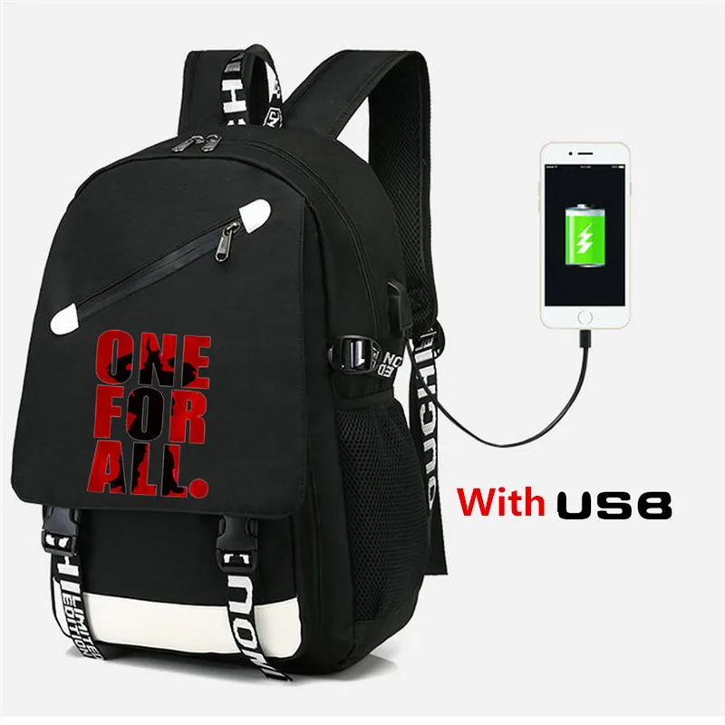 My Hero Academy аниме рюкзак с USB портом сумка через плечо дорожная школьная сумка USB мода подростков Повседневная сумка для ноутбука