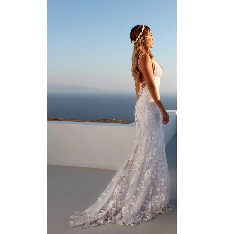 Женское сексуальное Белое Кружевное Вечернее Платье С v-образным вырезом и