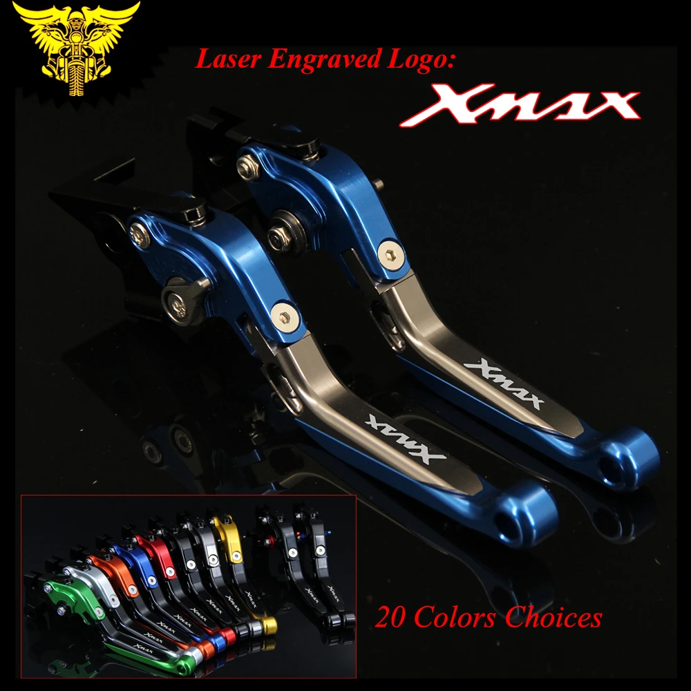 

RiderJacky 1 Pair Blue+Titanium Motorcycle Folding Extendable Brake Clutch Levers For Yamaha XMAX 300 X-MAX 300 2017-2018