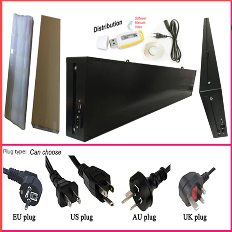 40x9 дюймовый 7 цветный RGB светодиодный знак беспроводной и usb программируемый