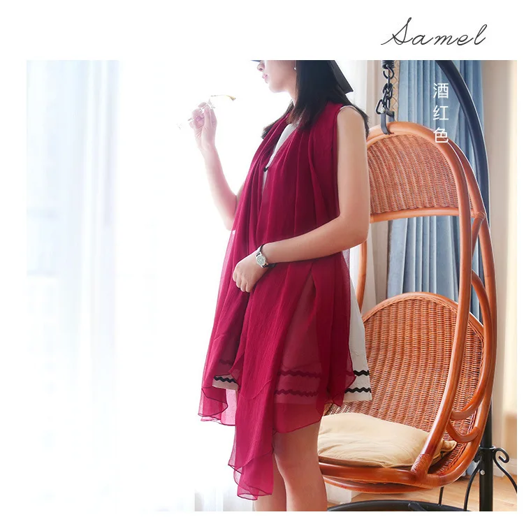 Летняя шаль шарфы женская мода пляж солнцезащитный галстук крашеный Шелковый