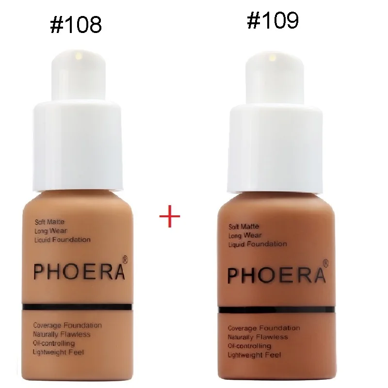 108-109 Phoera 2 шт./компл. жидкое покрытие Тональная основа для лица база крем ярче увлажняющий крем минеральная, полное покрытие, тональный макияж TSLM1 - Цвет: 108-109