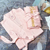 1pcs wedding proposal ideas Hen bachelorette party Bride Bridesmaid Maid of honor gifts custom satin robes personalized robe