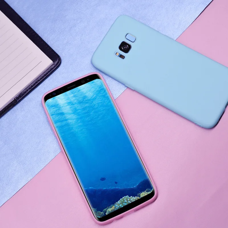 Однотонный защитный чехол для мобильного телефона samsung S8 матовый Силиконовый