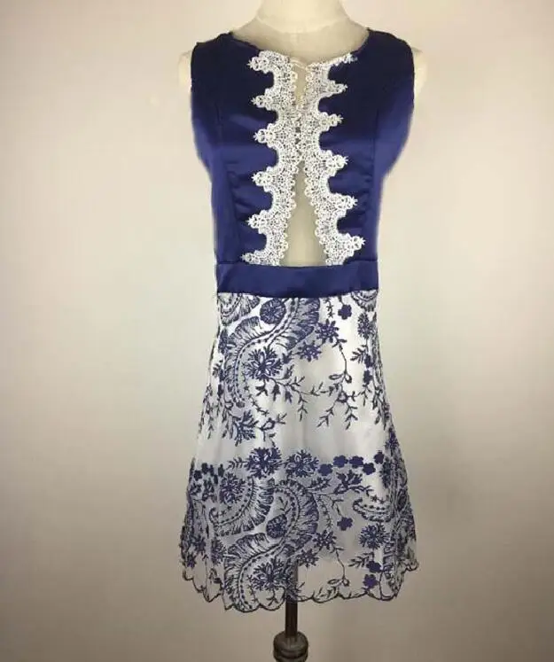 Inngraee 2017 Women Lace Dress Summer Sexy Sleeveless O-neck Transparent Party Chinese Style fNS8420 | Женская одежда