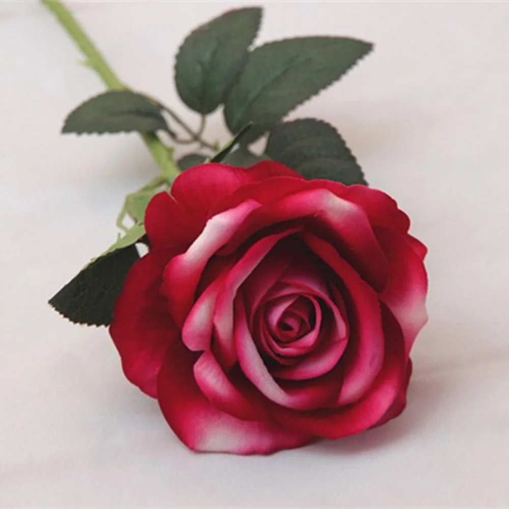 

New Arrival 10pcs Red/White/Blue Multi Color Plastic Rose Real Touch Artificial Flower For Wedding Party Hotel Table Decoration