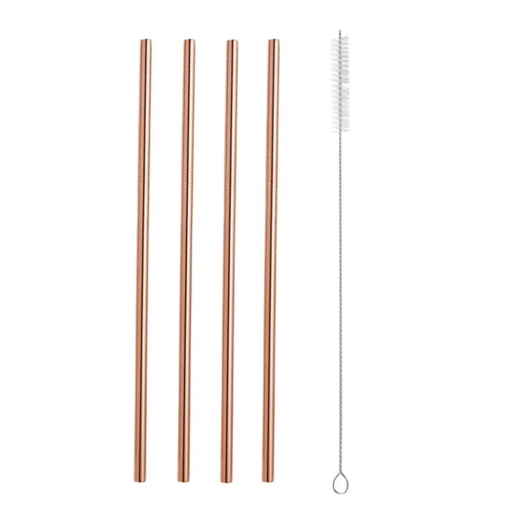 A-Rose gold 5PC 304 из нержавеющей стали металлическая соломинка многоразовые соломы+ 1 щетка экологически-безопасные соломинки прямой изгиб щеточка для чистки бар вечерние accessories20Oz - Цвет: A-Rose gold 5PC