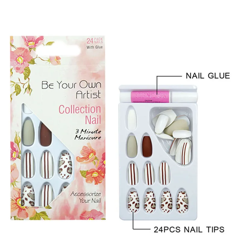 24 шт./кор. Леопард гибкий гвоздь наконечники искусственная балерина гроб