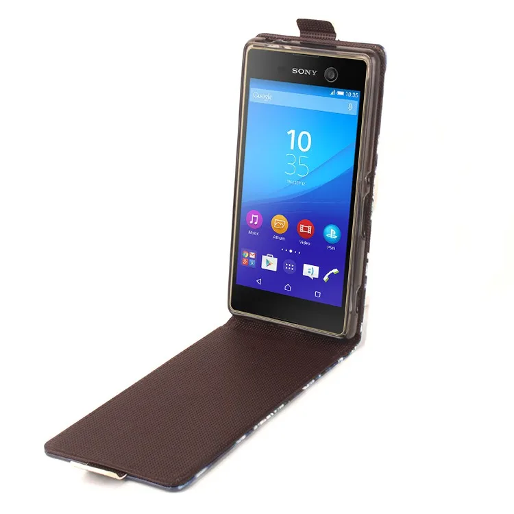 100% силикон кожаный чехол для Sony Xperia M5 откидная крышка Корпус Телефонные Чехлы В