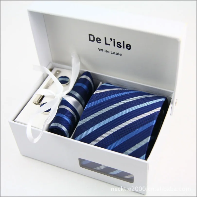 Мужские галстуки + платок запонки зажим для галстука полиэстеровый клетчатый