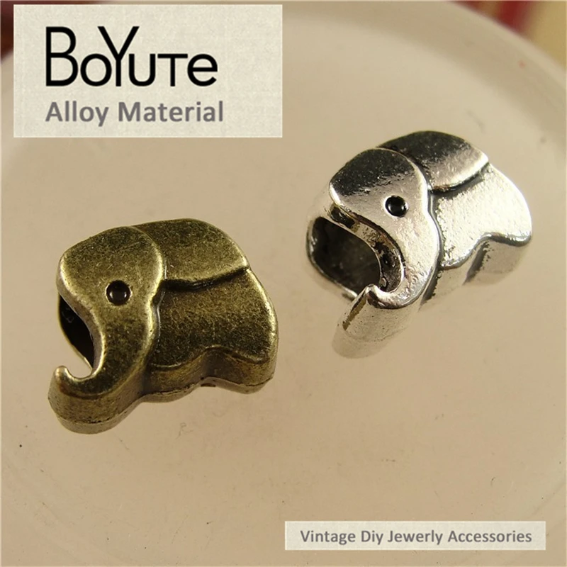 

BoYuTe (100 Pieces/Lot) 11*9*7MM Antique Bronze Silver Plated Metal Elephant Beads Diy Jewelry Findings Accessories