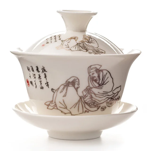 C Китайский чайный набор, элегантные чайные чашки Gaiwan, 120 мл, Традиционная Керамическая чайная супница с крышкой, чаша, блюдце, Zisha, кунг-фу, чайная чашка, Прямая поставка - Цвет: C