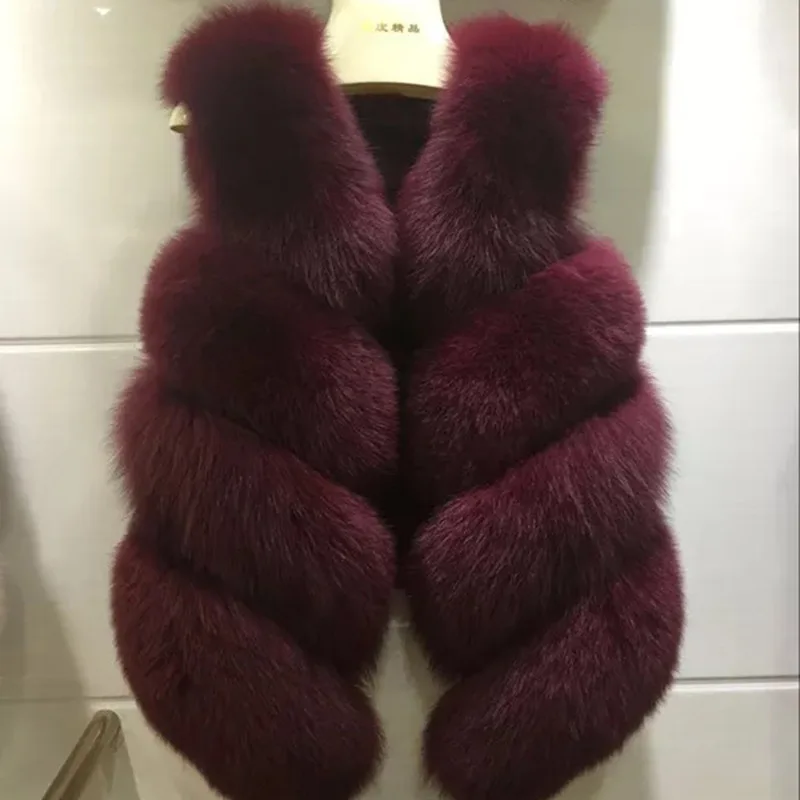 Jancoco Max Women's 4 Rows Fur Vest Real Soft Thick Fox Fur Waistcoat Lady Winter Genuine Fashion Gilet enlarge
