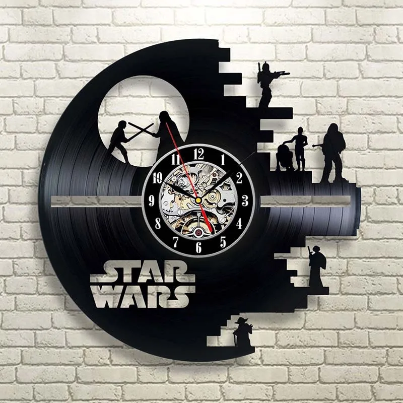 star wars Кварцевые CD Черные виниловые часы Современный дизайн Звездные войны винтажные настенные часы Horloge Murale на Стене кухонные часы домашний декор - Цвет: star wars