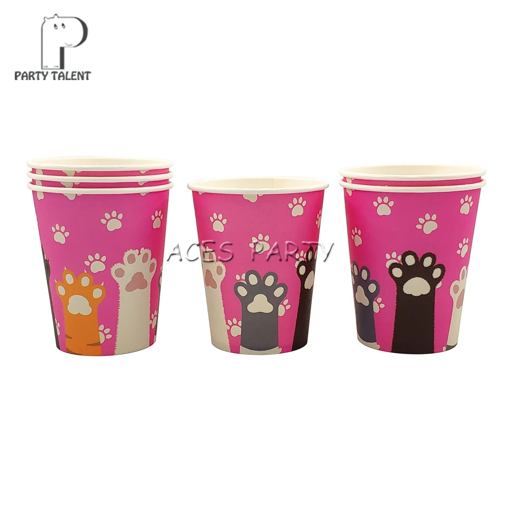 Товары для вечерние 8 шт. одноразовые бумажные стаканчики в виде кошачьей лапы
