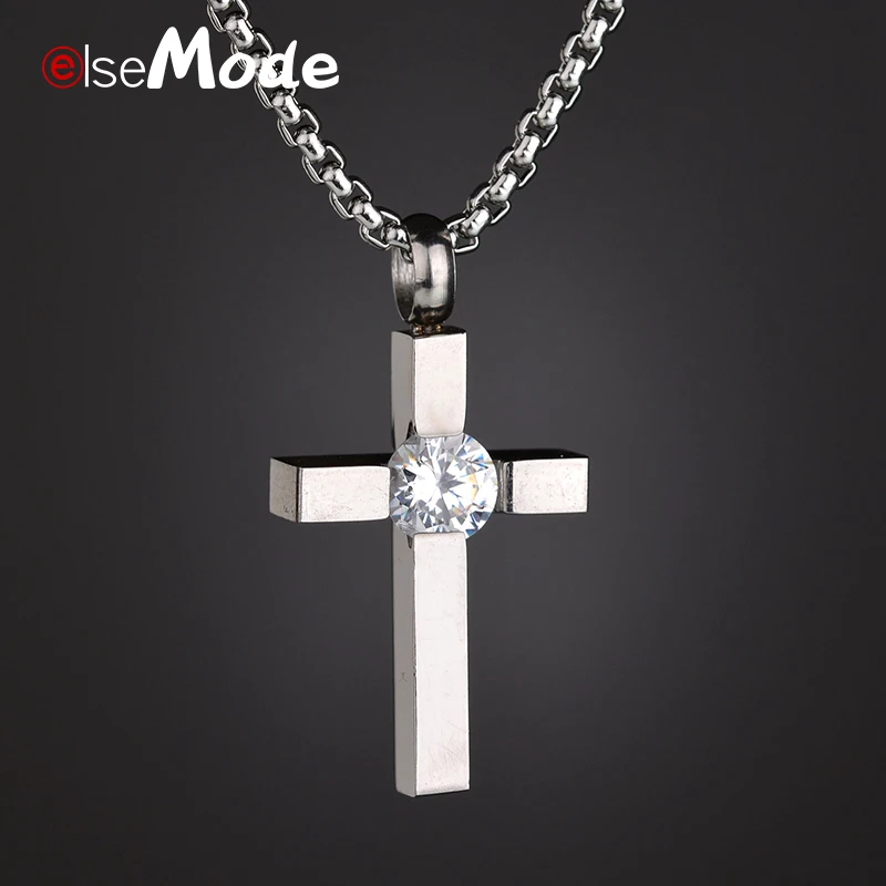 ELSEMODE крошечные ожерелья с кулоном в виде Креста из кубического циркония для