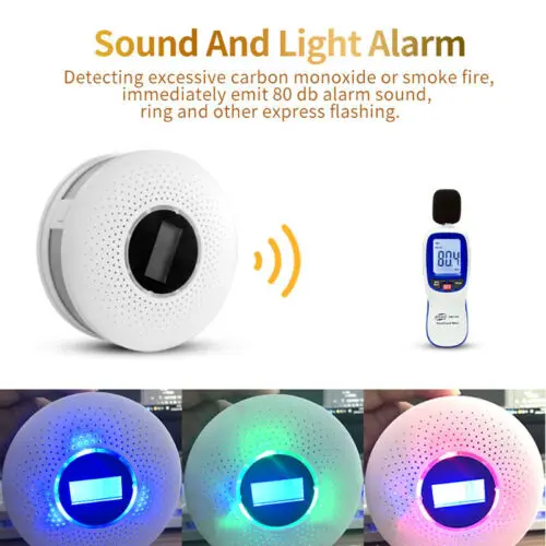 Сигнализация дыма/ЖК-дисплей со встроенным детектором дыма и монооксида